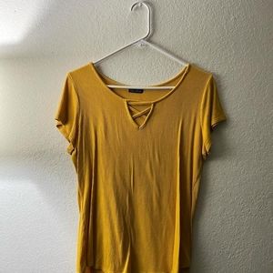 Rib-Knit Criss Cross V-Neck Top